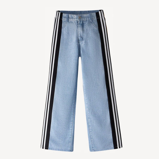 Jeans Anchos Rayados Mujer | Wide Leg